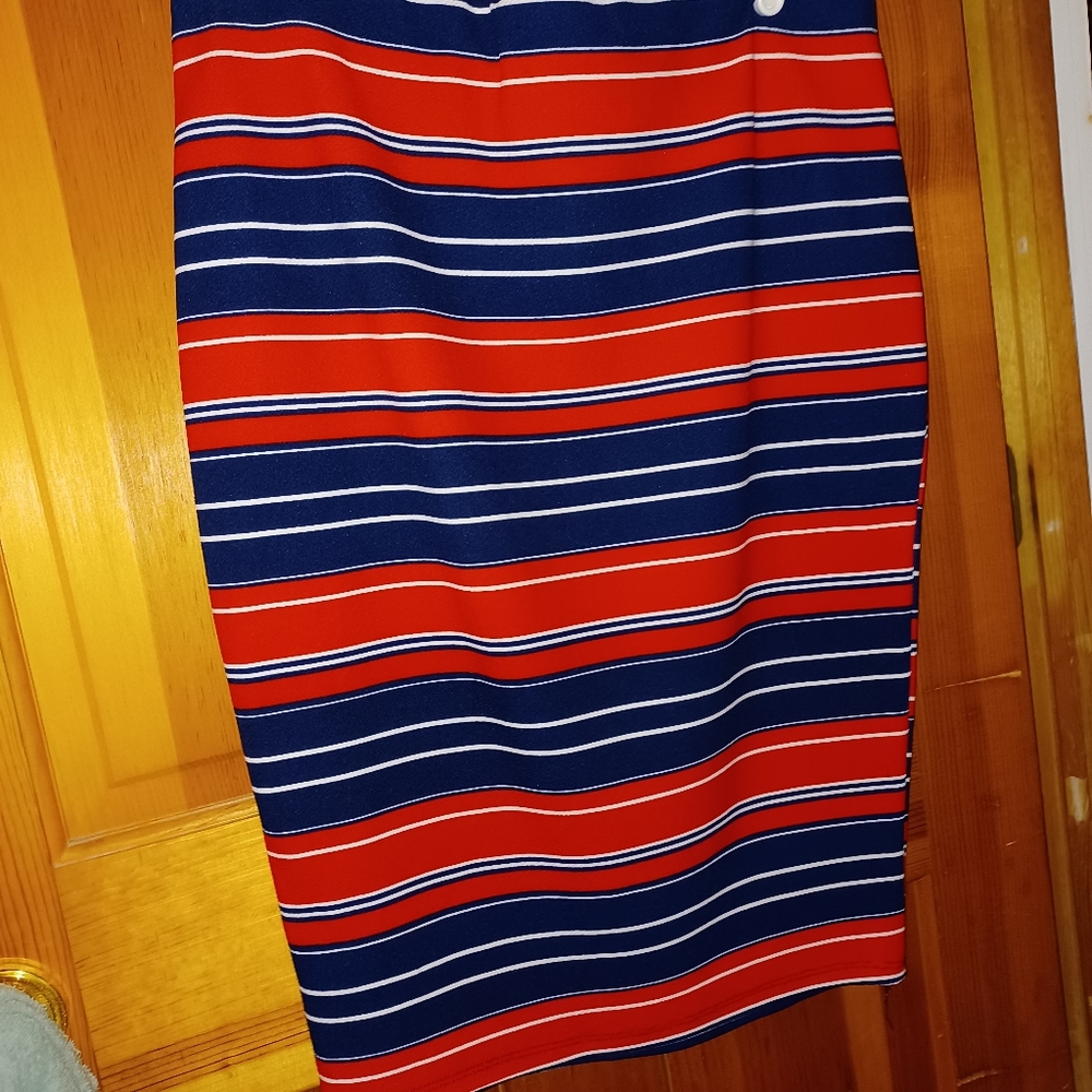 Red, white and blue pencil skirt.